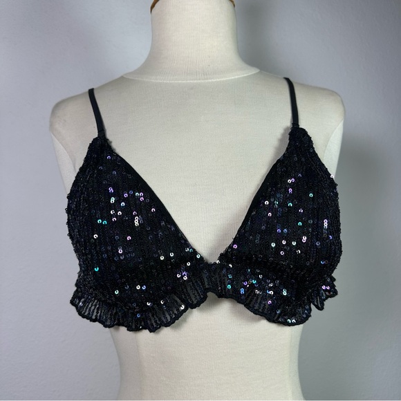 Free People Gold Rush Bralette in Black Combo size Large NWT - Picture 13 of 13